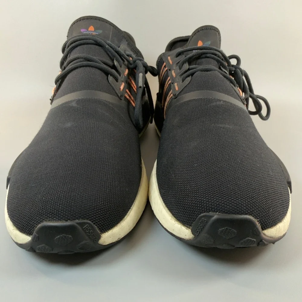 Adidas NMD R1 Mens 12 Running Shoes Black White Lace Up‎ Low Training Sneakers